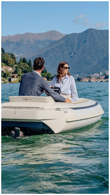 Leisure cruise on calm water with hills in the distance